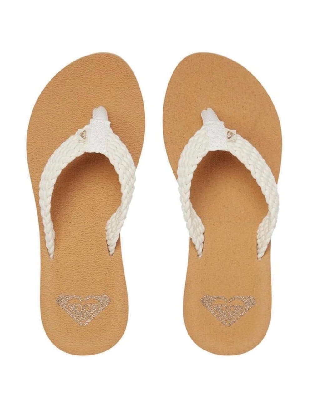 Roxy Women's Porto III Sandals w/White Braided Strap & Tan Footbed, Size 11, NWT
